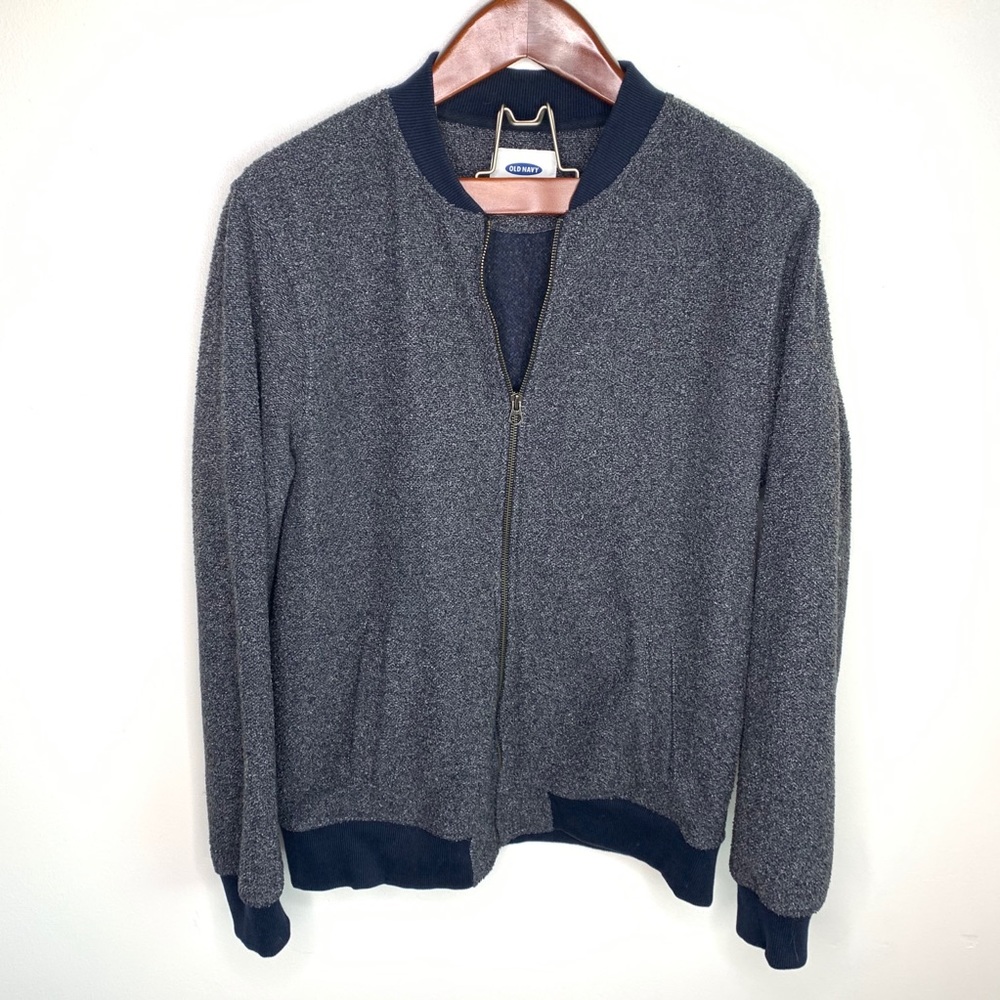 Old Navy Fleece Full Zip Up Light Bomber Jacket Lg